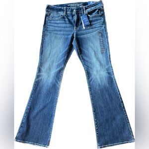 American Eagle NWT Mid Rise Kick Boot Dark Shadow Super Stretch Jeans Size 12